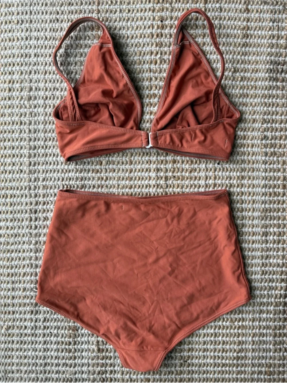 Hackwith Design House - Coral High-Waist Knot Front Bikini Set - SM/M